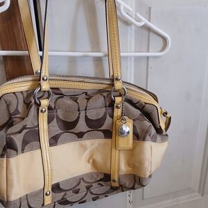 couch hand bag with yellow accents